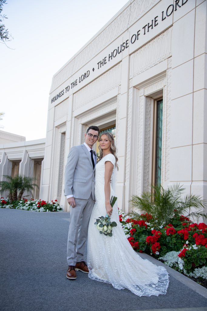 Gilbert Temple wedding photo front doors