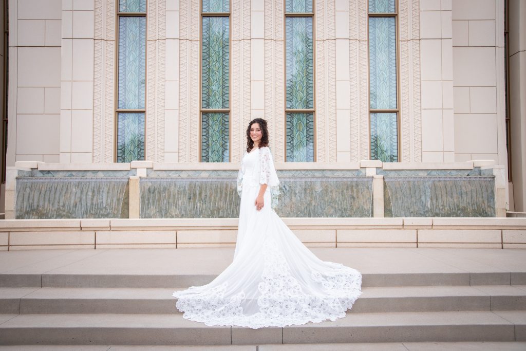Bridal portrait at the Gilbert Temple